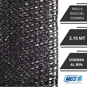 MALLA RASCHEL NEGRA ROLLO 2.10MT SOMBRA 80%