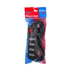 ALARGADOR ZAPATILLA 3 MTS CON SWITCH 4 POSICIONES NEGRO MACROTEL