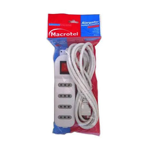 ALARGADOR ZAPATILLA 3 MTS CON SWITCH 4 POSICIONES BLANCO MACROTEL